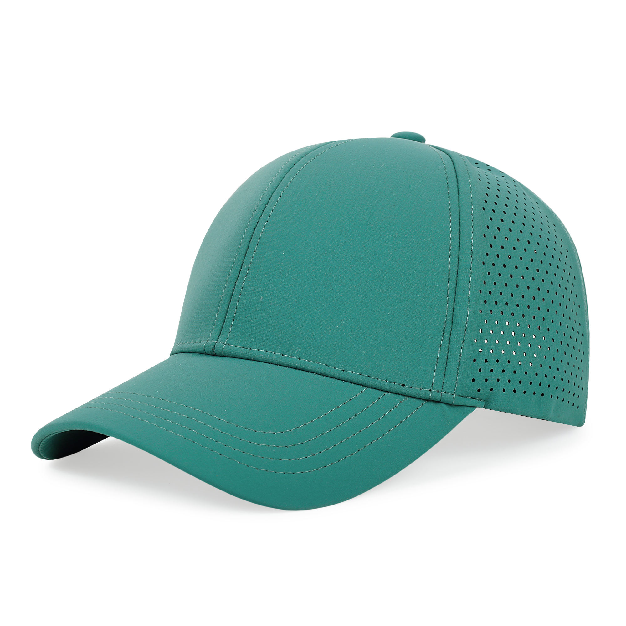 High Quality Custom Logo Laser Cut Hole Image Sporty Waterproof 6-Panel Baseball Cap with Double Breasted Buckle