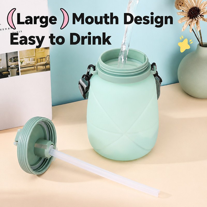 1300ml Large Capacity Portable Telescopic Sports Water Bottle, Outdoor Sports Tote Cup, Silicone Folding Cup, Gift Water Cup
