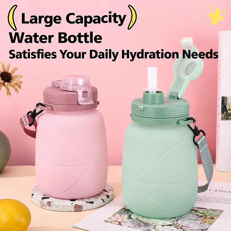 1300ml Large Capacity Portable Telescopic Sports Water Bottle, Outdoor Sports Tote Cup, Silicone Folding Cup, Gift Water Cup