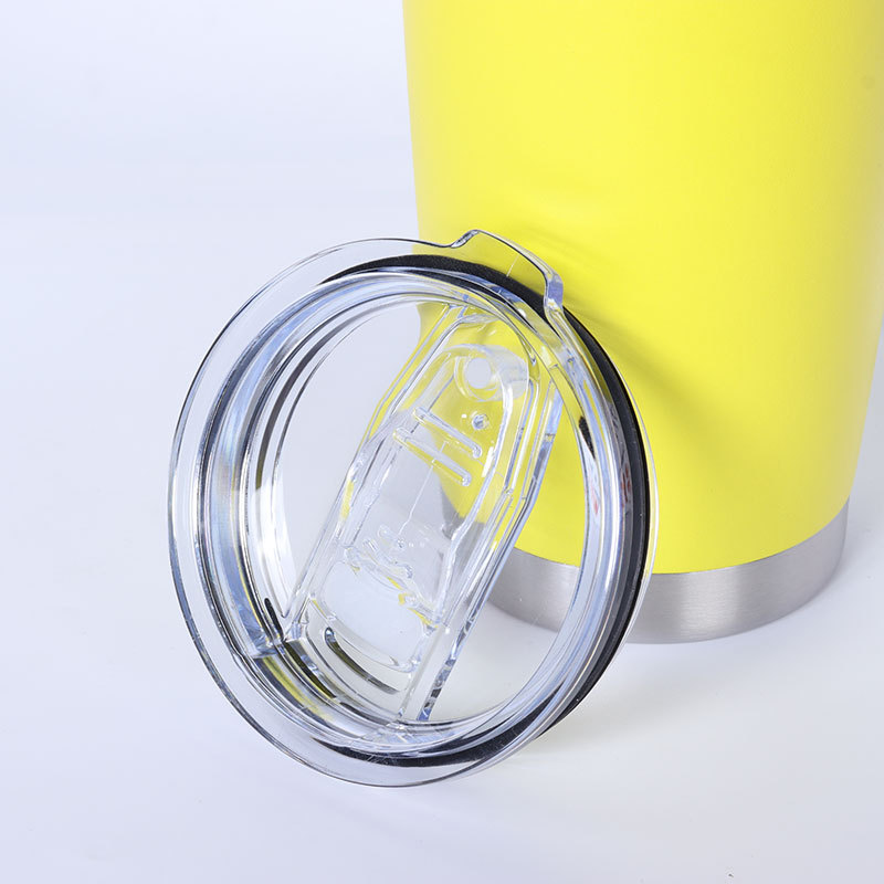 Stainless steel vacuum insulated mug with double lids and optional straw for direct drinking; portable car coffee mug.