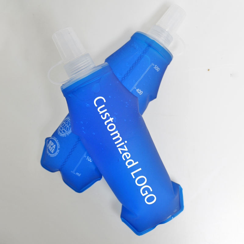 TPU Soft Folding BPA-Free Collapsible 250-500ml Hydration Flask for Running Hiking & Cycling
