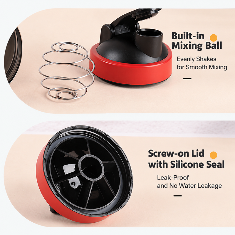 Large capacity single-layer 304 stainless steel shaker cup for milkshakes, protein powder, fitness, exercise, with measuring scale, stirring ball, and water cup.
