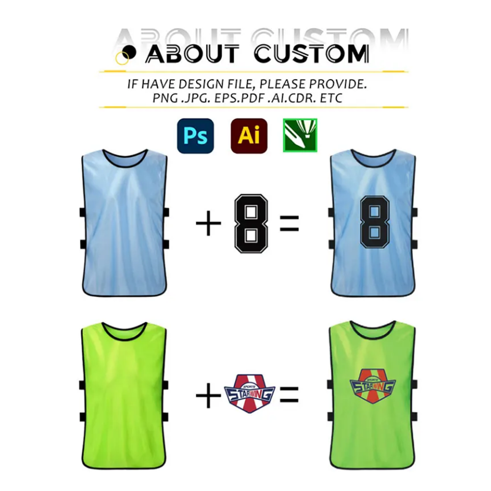 Promotional Football Basketball Marathon Team Bibs Custom Polyester Sports Training Vest With Logo