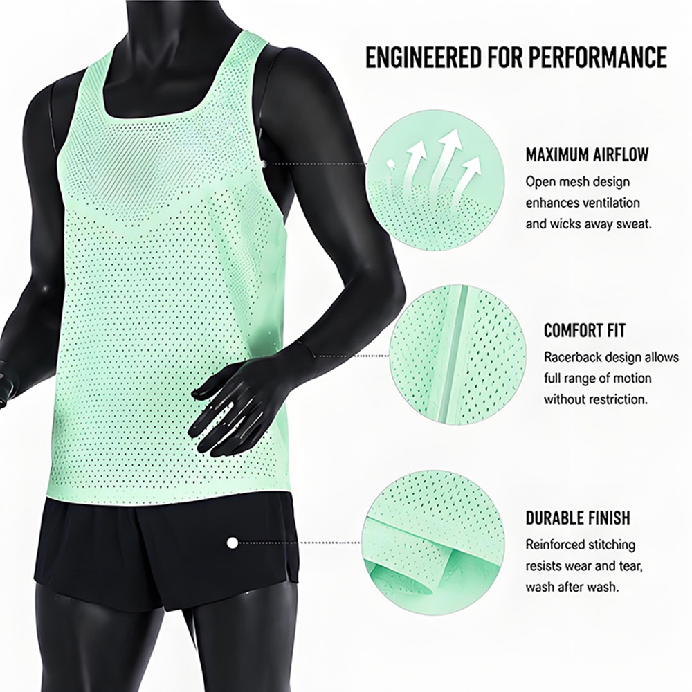 Quick Dry Mens and Women Seamless Vest Gym Fitness Sportswear with Custom Logo Breathable Polyester Marathon Running Tank Top