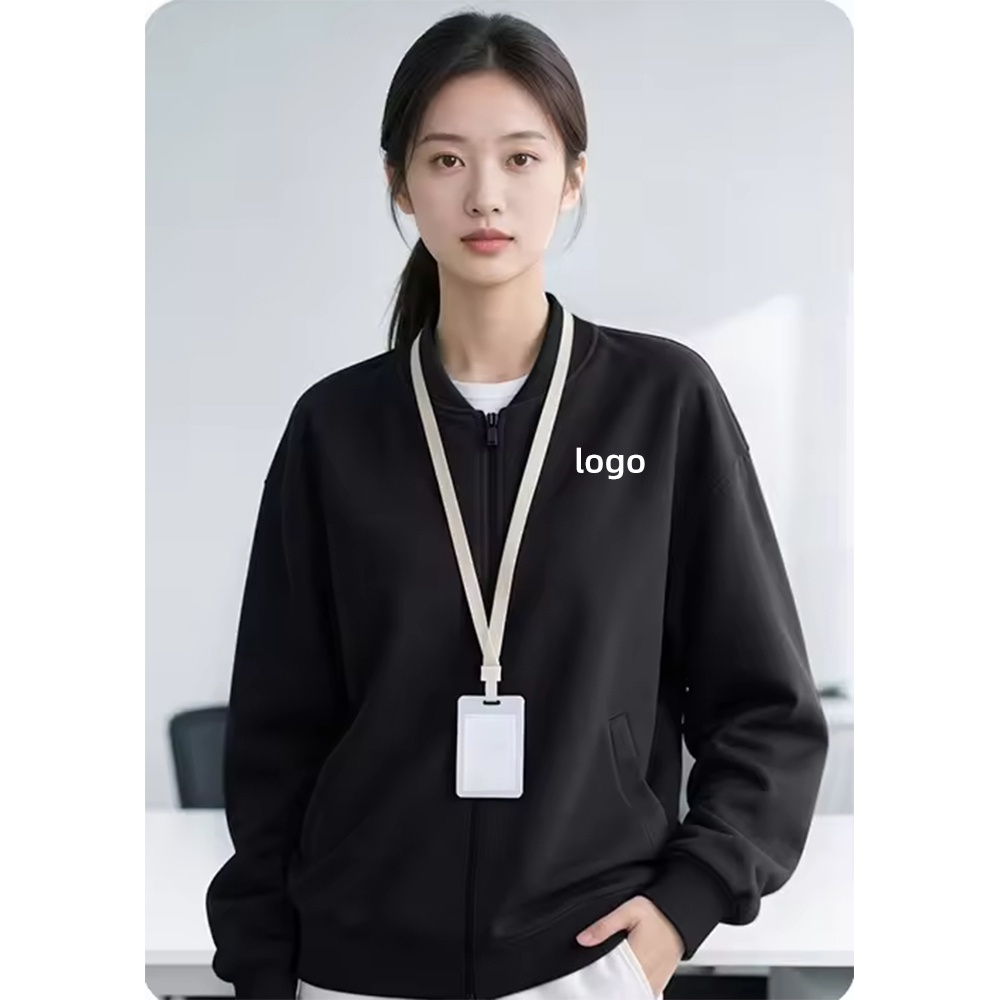 Winter Heavyweight 500gsm Embroidered Baseball Workwear Jacket Streetwear Vintage Stand O-Neck Zip up Sweatshirt for Corporate