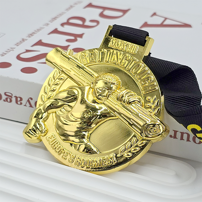 Gold-plated three-dimensional relief power event medal European tough metal medal custom commemorative honor gold medal