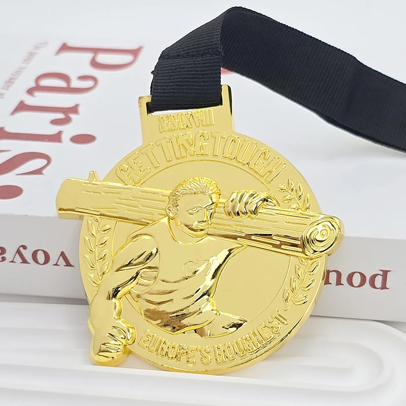 Gold-plated three-dimensional relief power event medal European tough metal medal custom commemorative honor gold medal
