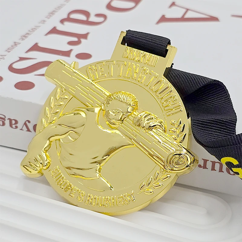 Gold-plated three-dimensional relief power event medal European tough metal medal custom commemorative honor gold medal