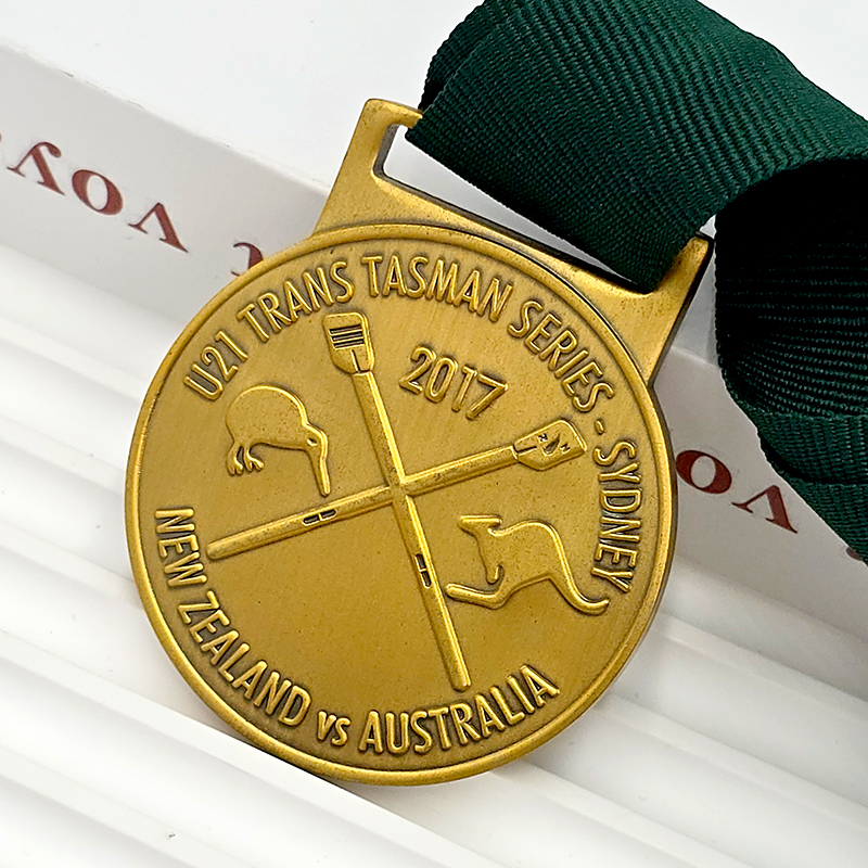 Vintage bronze relief trans-Tasman series medal rowing competition commemorative medal metal texture sports honor medal
