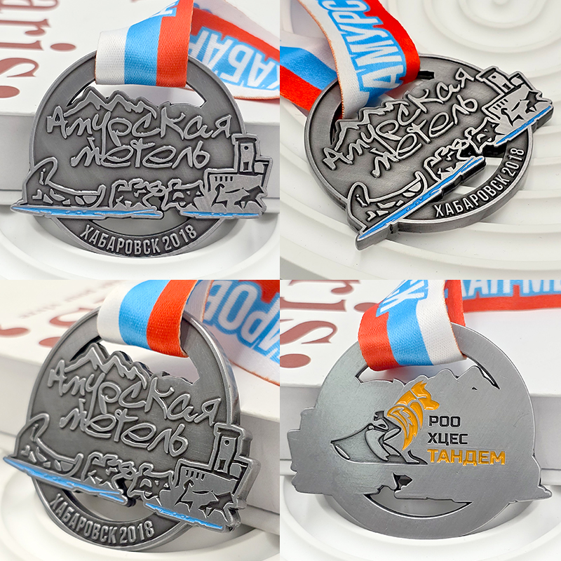 Retro metallic hollow design sports commemorative medal sports collectible ornament