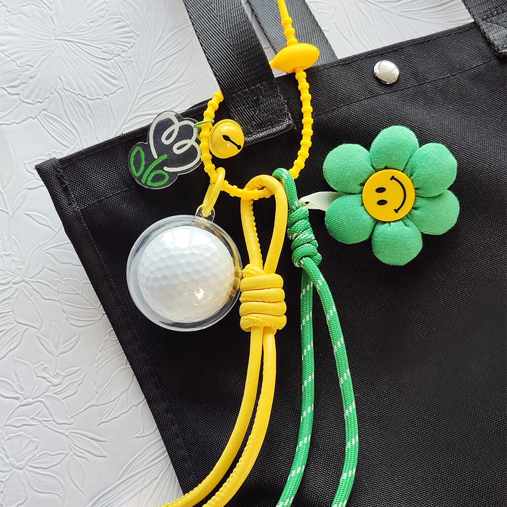 Golf charm, Miu series handmade woven bag charm, small ornament, cute sunflower keychain for women