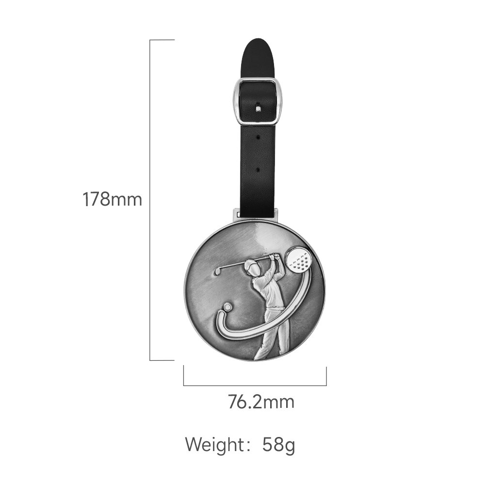 Custom-made sliding UV baking paint process metal plating nickel plating antique silver plating Lee brand golf bag tags zinc alloy