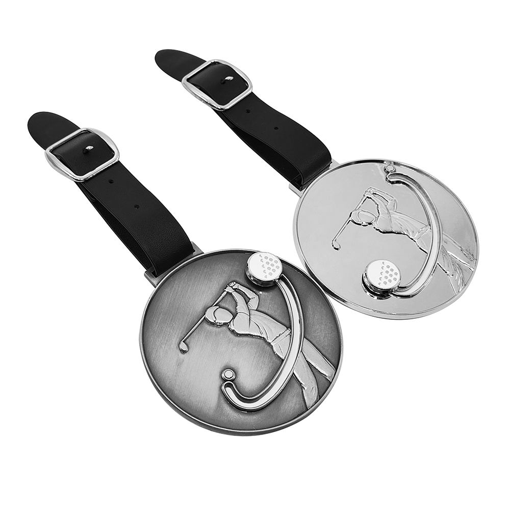 Custom-made sliding UV baking paint process metal plating nickel plating antique silver plating Lee brand golf bag tags zinc alloy