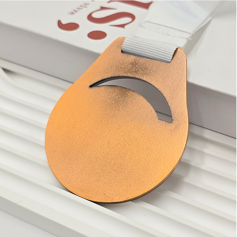 Vintage bronze metal medal, commemorative blue painted sailboat element for the Melbourne International Yacht Race, a collectible nautical event.