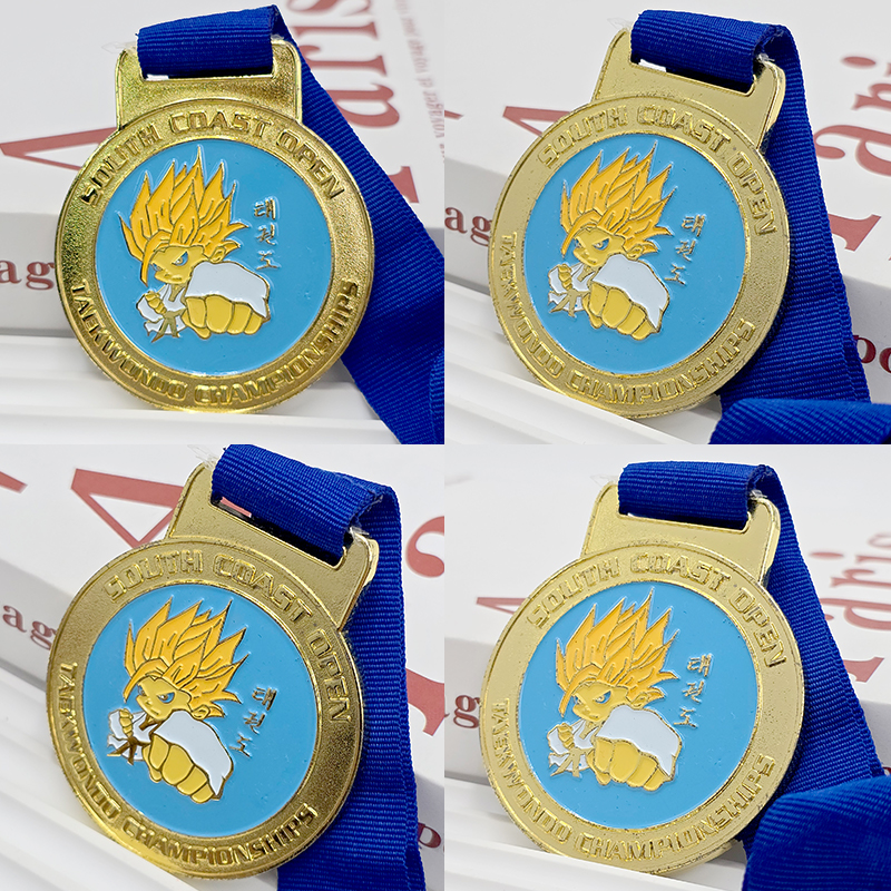 Gold Metal Medal South Coast Open Taekwondo Championship Commemorative Dragon Ball Anime Character Colored Relief Event Collectible Ornament