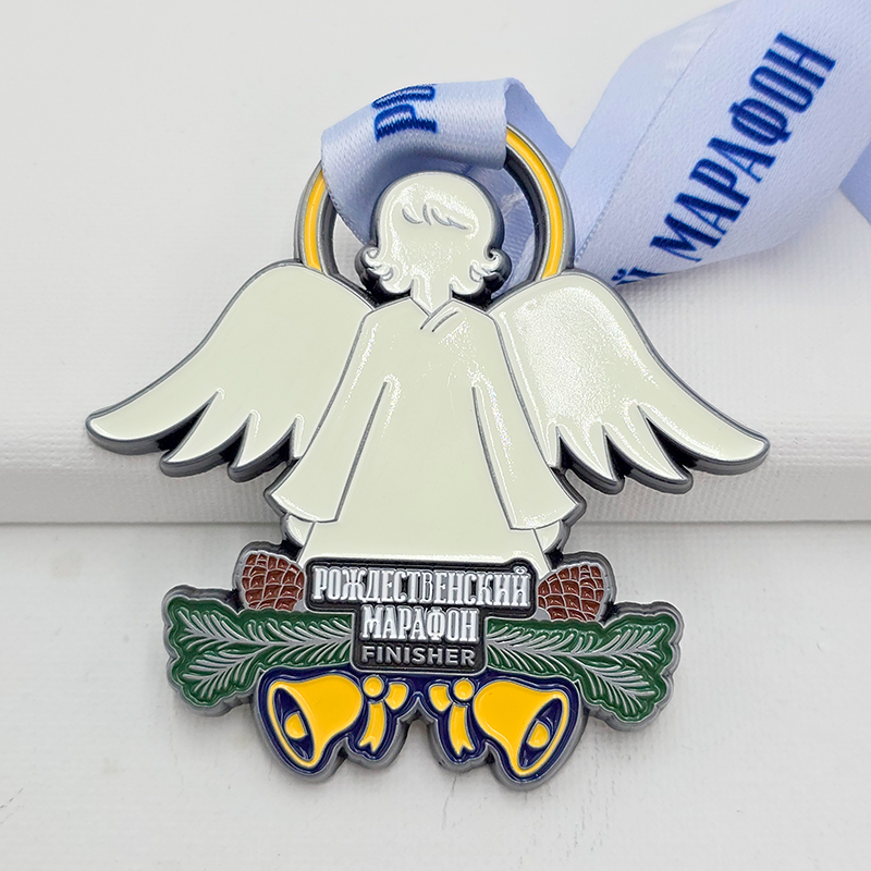 Fun-themed metal medal set: Bali mask / sun / angel / mermaid / pug cartoon relief; multi-national competition collectible set.