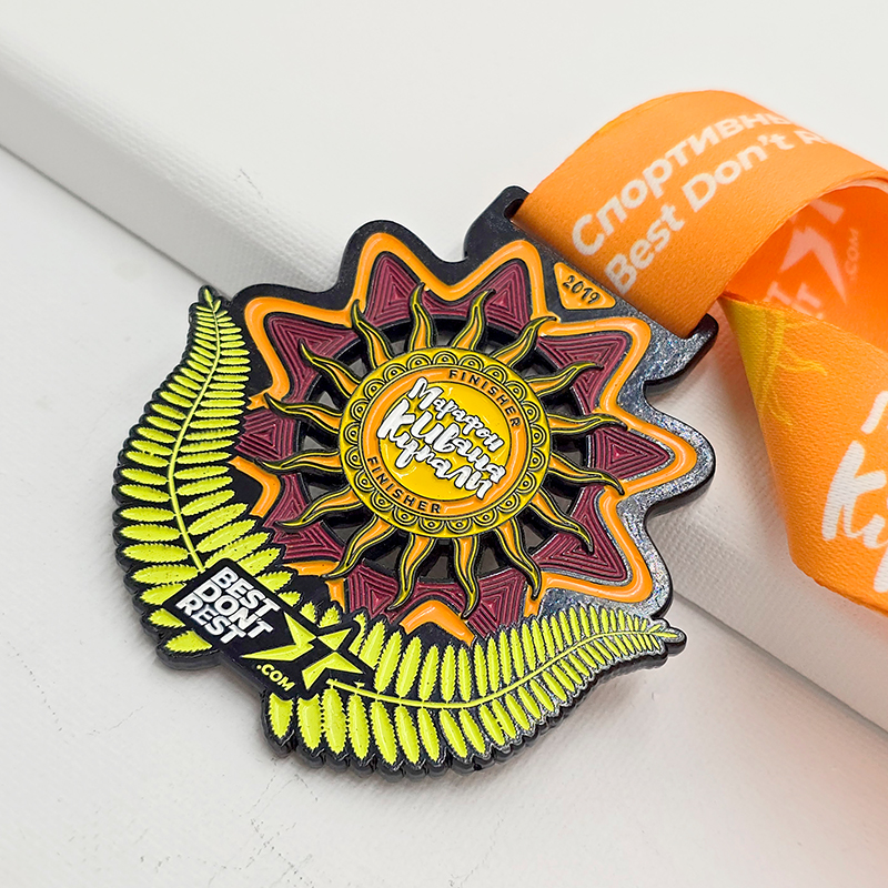 Fun-themed metal medal set: Bali mask / sun / angel / mermaid / pug cartoon relief; multi-national competition collectible set.