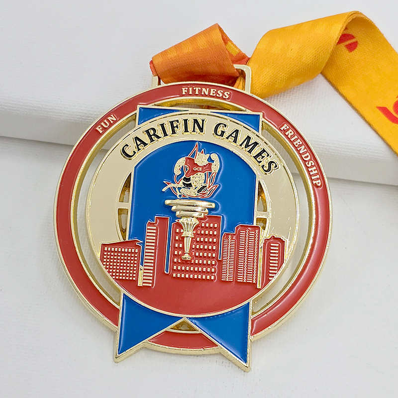 Multi-national sporting event metal medal set, commemorating the Caribbean Games, Triathlon, Russian Marathon, etc.; city/island reliefs; global sporting event collectible set.