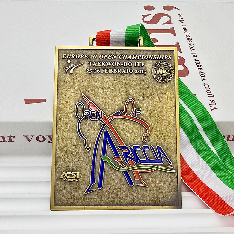 Eurasia Sports Event Metal Medal Set: Eurasia Series / Ice Hockey Championship / Taekwondo Open / City Marathon Commemorative Tower / Athlete Relief. A collectible set of intercontinental sporting events.