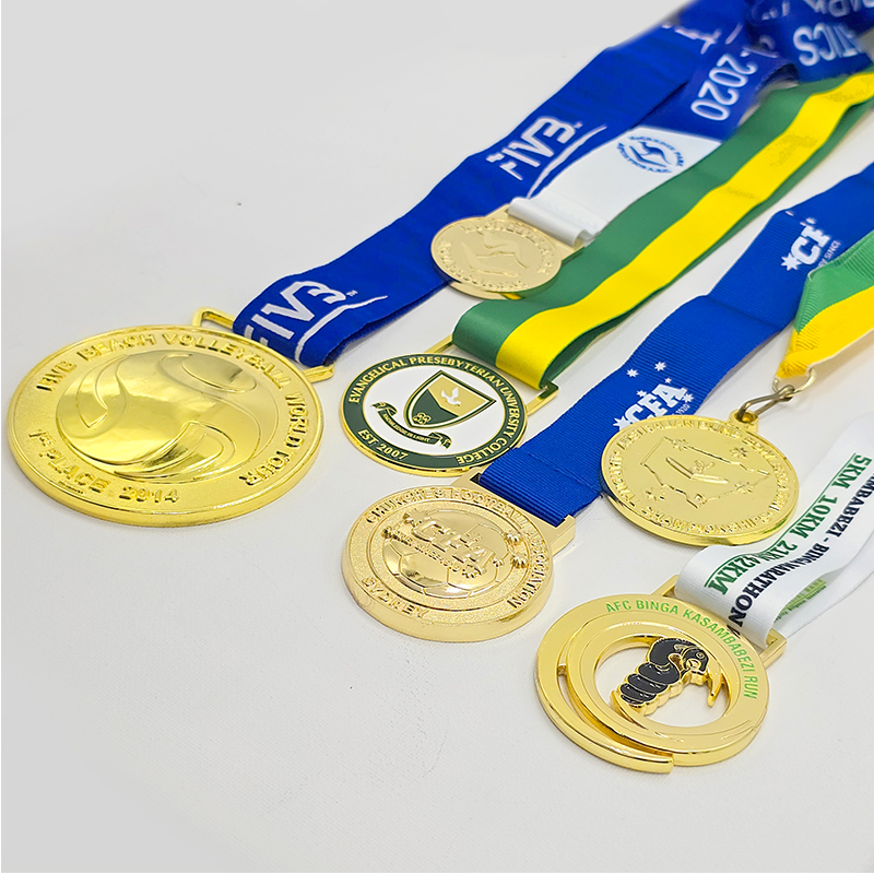 Global Elite Sports Event Metal Medal Set: Commemorative Set for FIVB Beach Volleyball Tour / Australian Athletics Championships / University Leagues, etc., including maps and sports reliefs. Professional sports event collectible set.