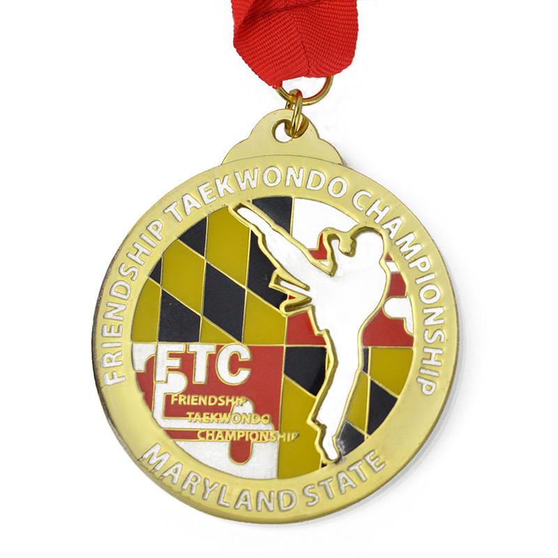 International Taekwondo Championships Gold Medal Gold Metal Commemorative Medal with 3D Figure Relief - Event Collectible Ornament