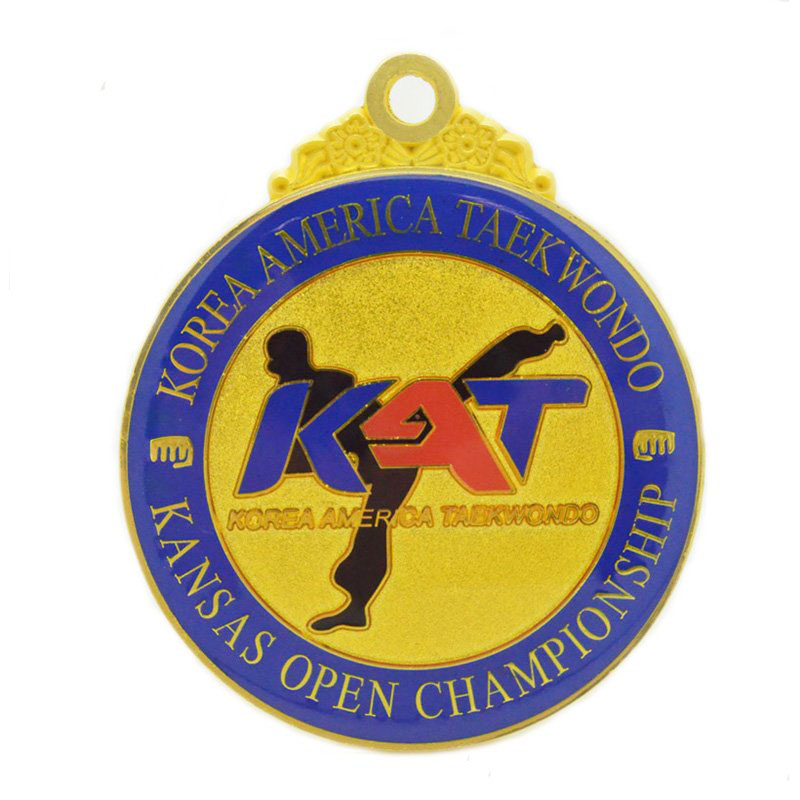 International Taekwondo Championships Gold Medal Gold Metal Commemorative Medal with 3D Figure Relief - Event Collectible Ornament