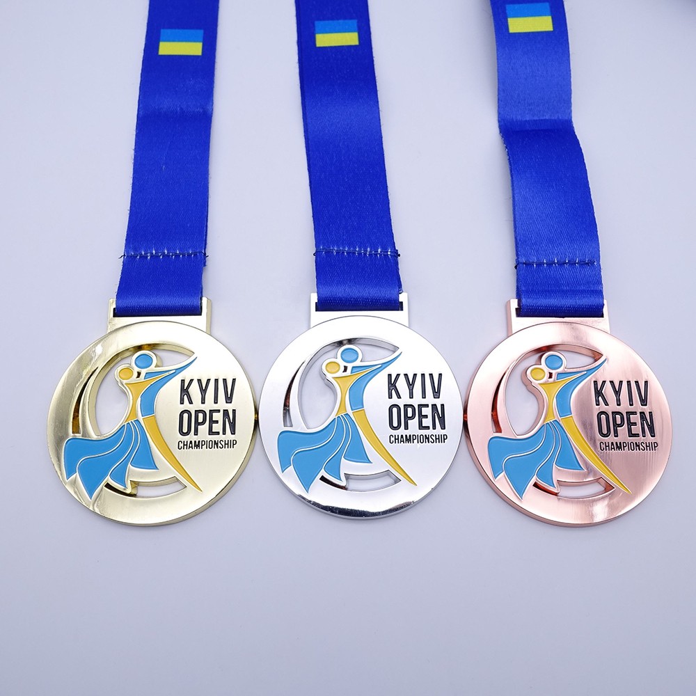 Custom logo blank round zinc alloy die-cast gold enamel medal, award, 3D sports metal competition bodybuilding Latin dance medal