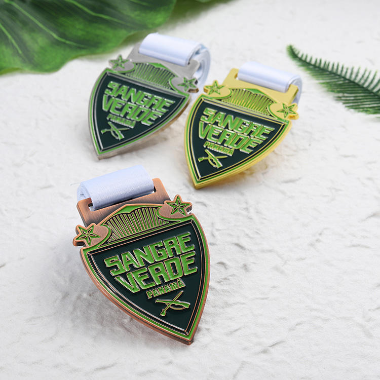 Panama 5K running medal, enamel 3-color award, sports medal, gold and silver, Cooper zinc-plated alloy metal medal, customizable.