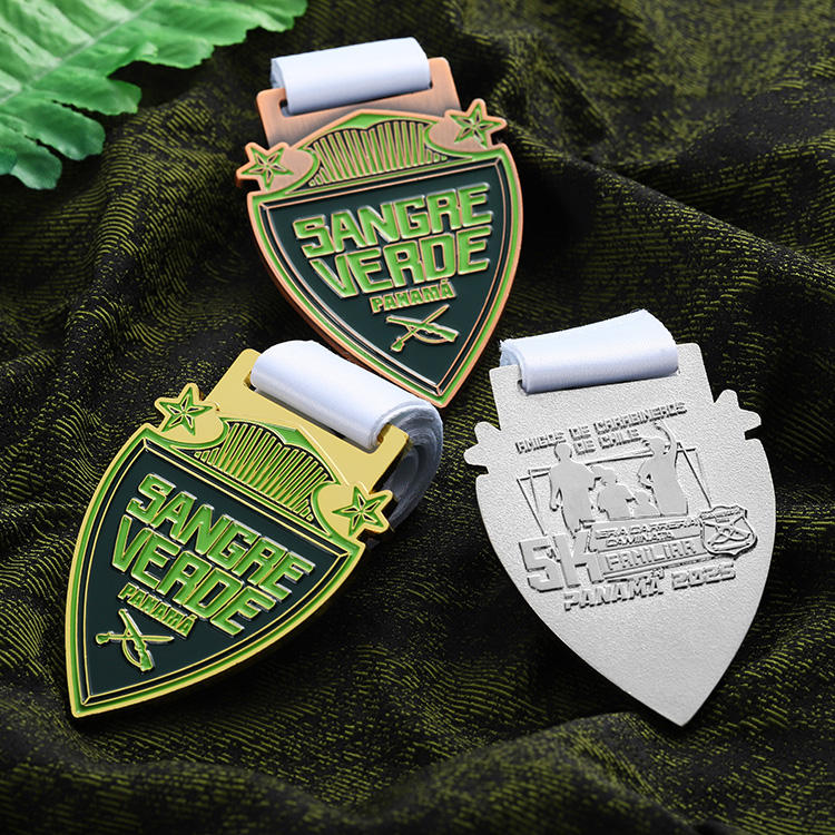 Panama 5K running medal, enamel 3-color award, sports medal, gold and silver, Cooper zinc-plated alloy metal medal, customizable.