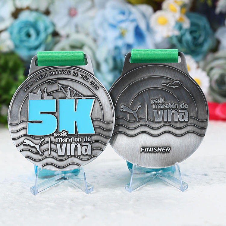 Half Marathon Commemorative Medal, Antique Silver Enamel Metal Badge, 2025 Viña Race FINISHER Pendant