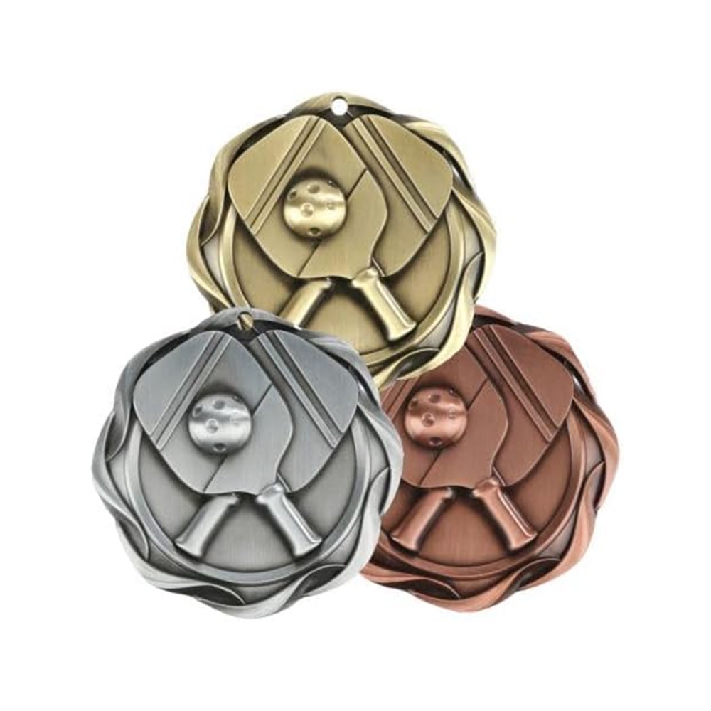 Gold, silver, and bronze three-color peak ball metal medals; cross-rack racket relief sports medals; event commemorative plaques.