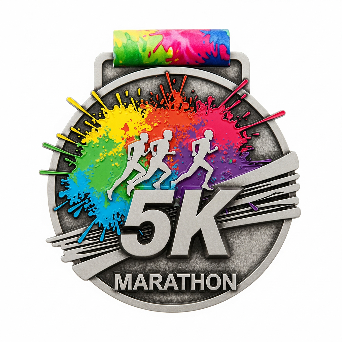 Sports medals, gold and silver plated with copper, colored soft enamel, 3D zinc alloy medals, with sublimation ribbons.