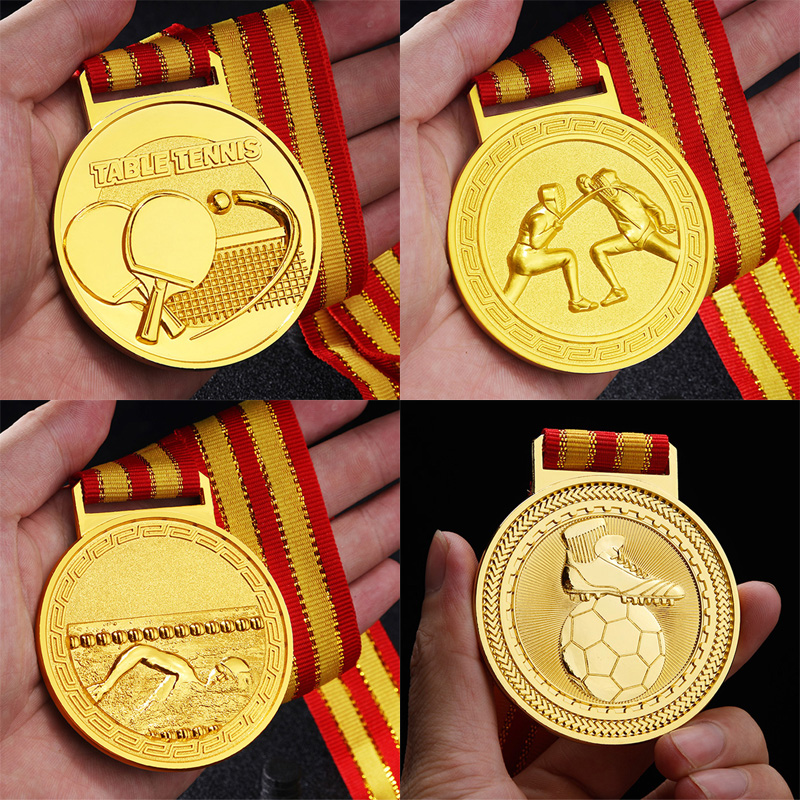 Golden Table Tennis Tournament Medal - 3D Embossed Metal Champion Medal