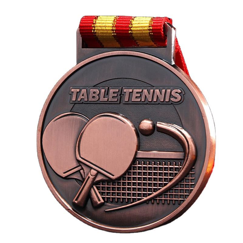 Golden Table Tennis Tournament Medal - 3D Embossed Metal Champion Medal