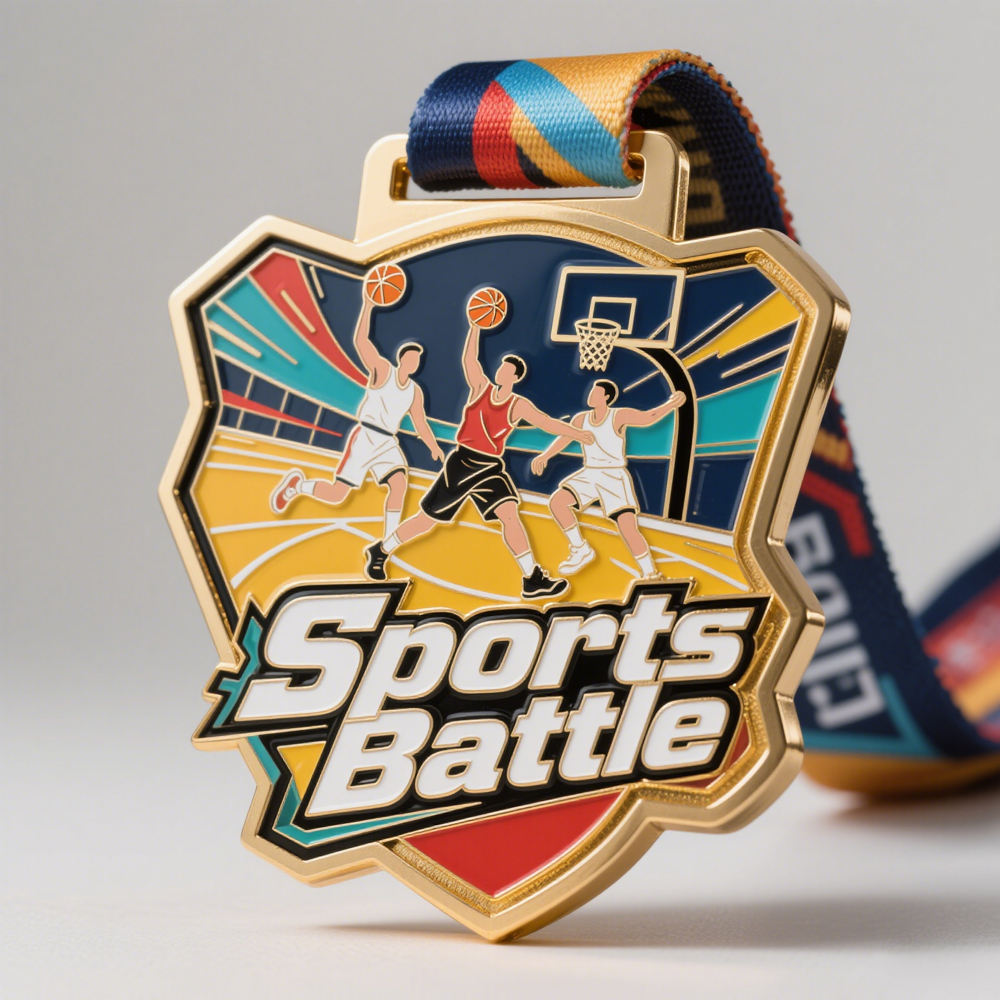 Souvenir design logo running taekwondo soccer 3D gold trophy lanyard award ribbon sports metal custom medal