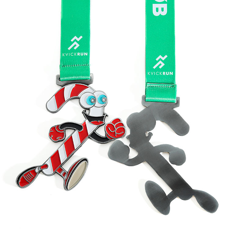 Race Silver Metal Medals Award Cute Cartoon Christmas Run Running Zinc Alloy Medals Funny Custom Logo Award Manufacturer Medal