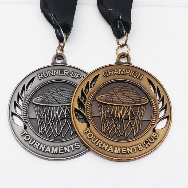 Basketball League Medal - Cool Lightning Design Race Completion Commemorative Plaque
