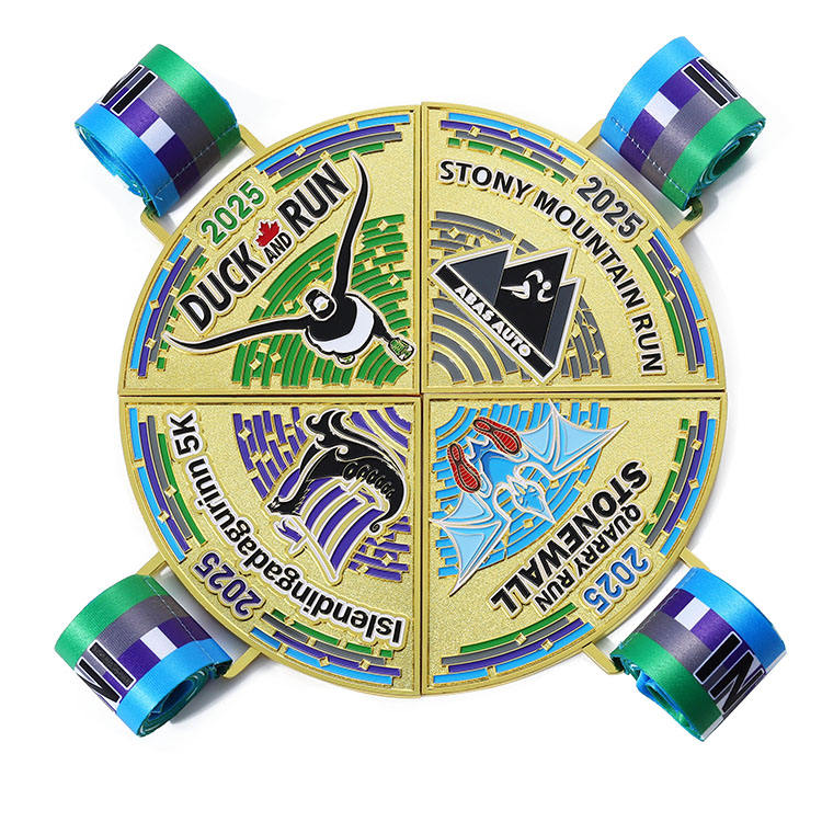 Free Design Oem Medals Customize Puzzle Medals Marathon Running Race Track and Field Jigsaw 4pieces Combination Medal