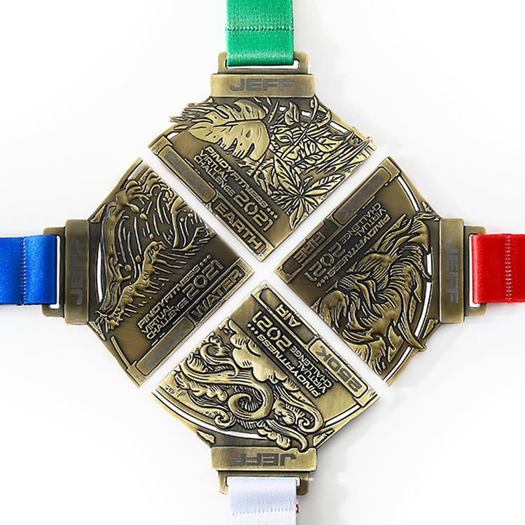 Free Design Oem Medals Customize Puzzle Medals Marathon Running Race Track and Field Jigsaw 4pieces Combination Medal