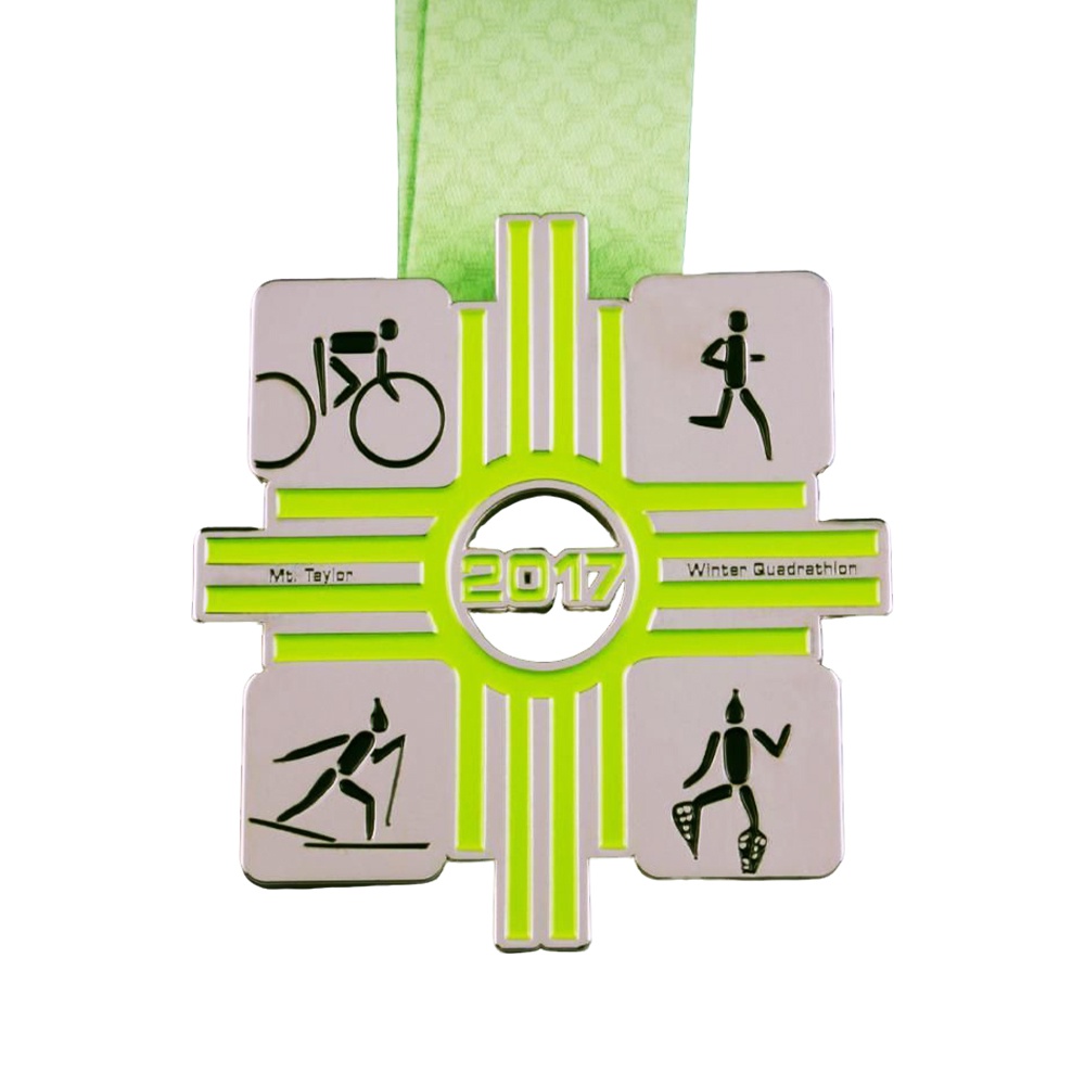Track and field medals, colorful track and field runner silhouette commemorative badges