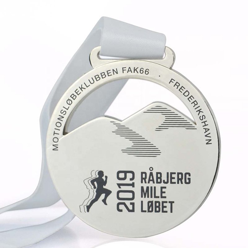 Charity Run Medal - Antique Silver Green Enamel Multi-Circle Commemorative Badge