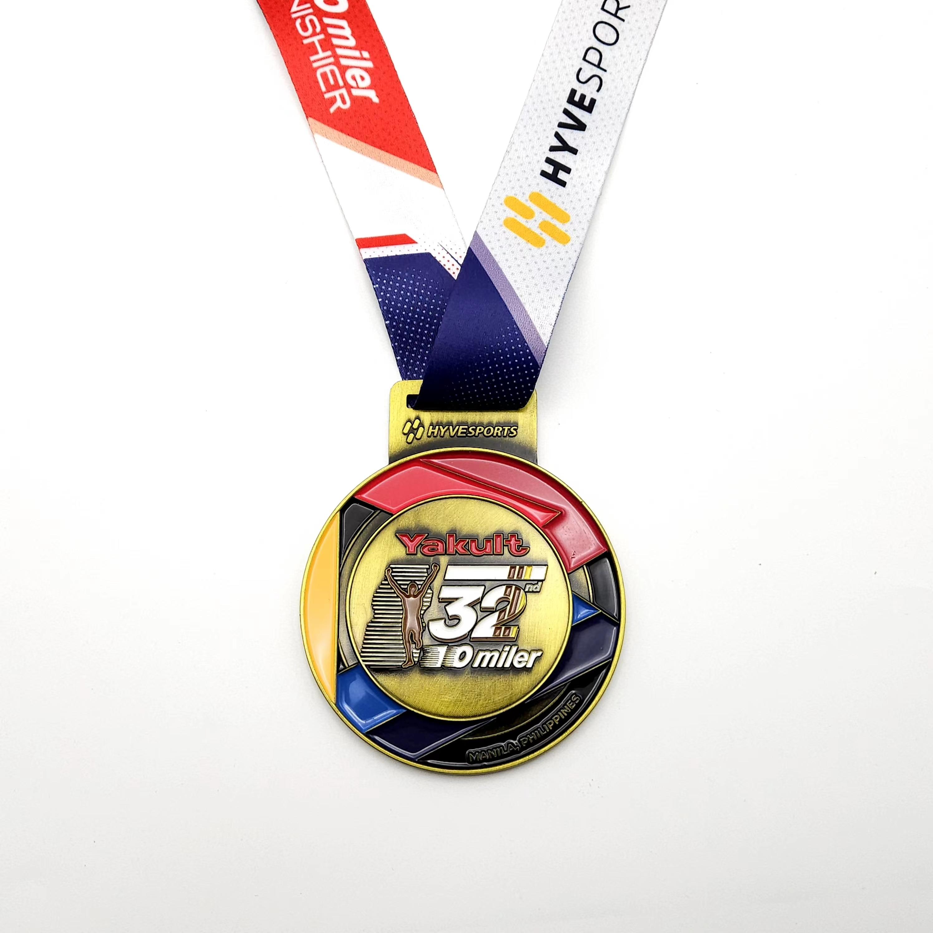 Wholesale Custom Gold Sports Taekwondo Medals with Ribbon Metal Medals