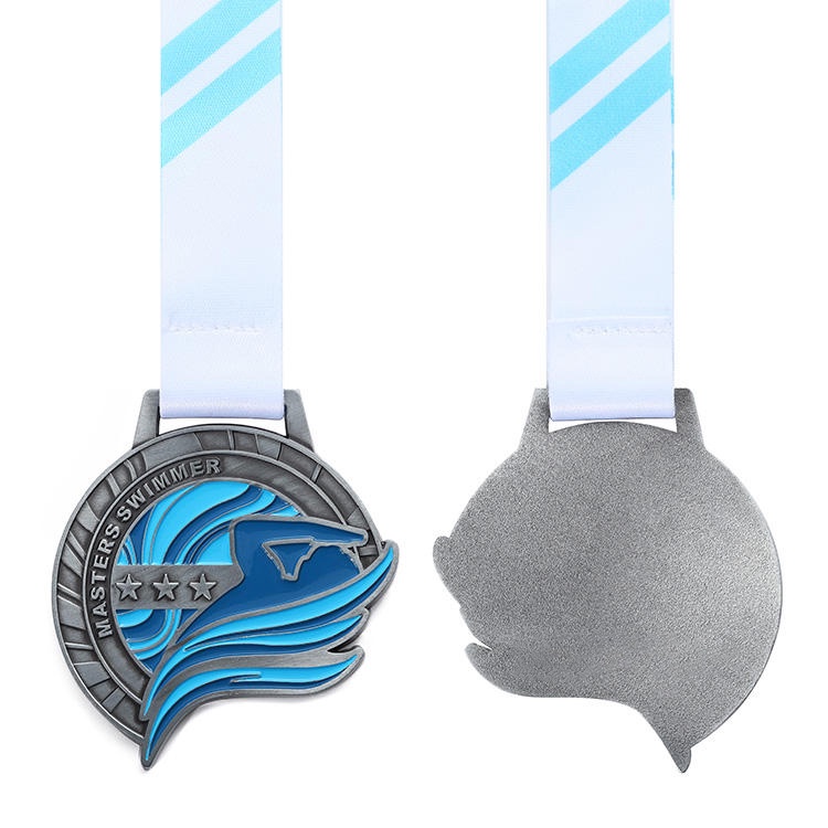 Wholesale Custom Metal 3d Basketball Danceboxing Medals Antique Silver Soft Enamel Logo Swimming Medals