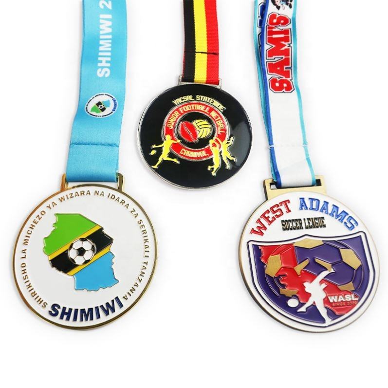 Kids Adult Gifts Metal Crafts Zinc Alloy Sports Award Custom Baseball Volleyball Basketball Football Soccer Medals with Ribbons