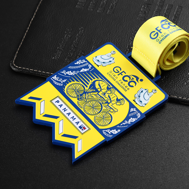 Wholesale Custom Cycling Finisher Medal Zinc Alloy 3D Mountain Bike Race Sports Medal with Ribbon