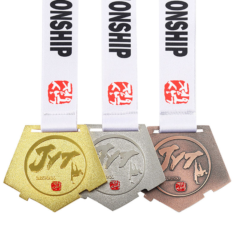 Wholesale Sweden Bjj Participation Medal Factory Price Custom Medals Sports Metal Gold Silver Copper Embossed Medal with Ribbon