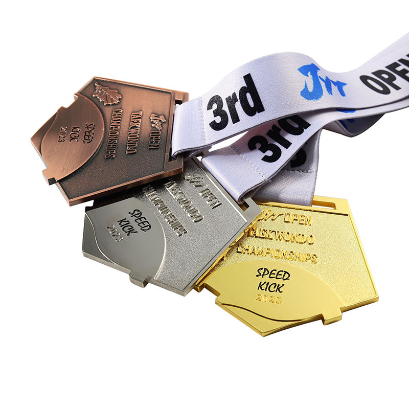 Wholesale Sweden Bjj Participation Medal Factory Price Custom Medals Sports Metal Gold Silver Copper Embossed Medal with Ribbon