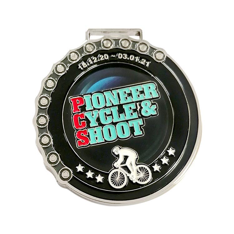 Cycling race medals, antique silver openwork bicycle-shaped commemorative badges