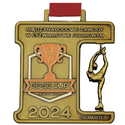 Rhythmic gymnastics competition medals: Gold, silver, and bronze three-color hollowed-out 3D gymnast commemorative badges