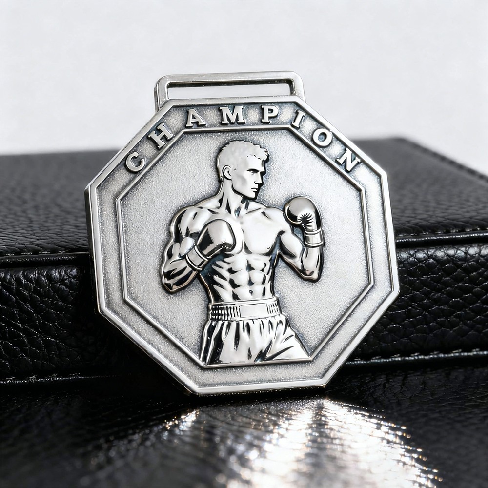 Customized basketball league medals, shield-shaped metal plaques.
